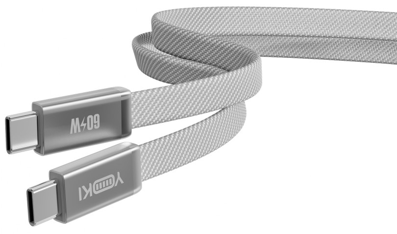 Кабель YOKI Type-C to Type-C 60W 1.2m Gray (AI65 AIR)